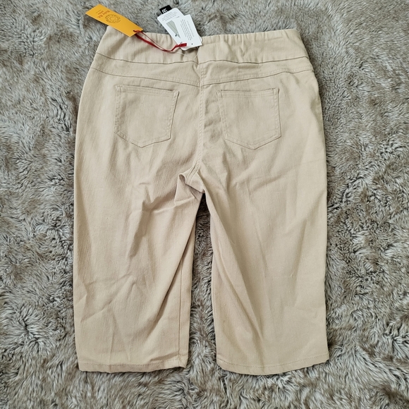 Ruby Rd Petite Chino Clamdigger Capri Pants Wide Waistband Khaki Size 14 Petite - Picture 4 of 8